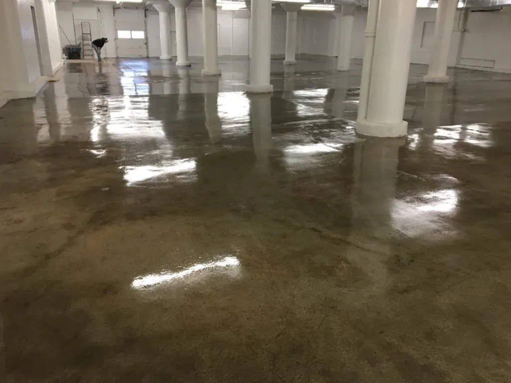 Polyaspartic clear coat on natural concrete