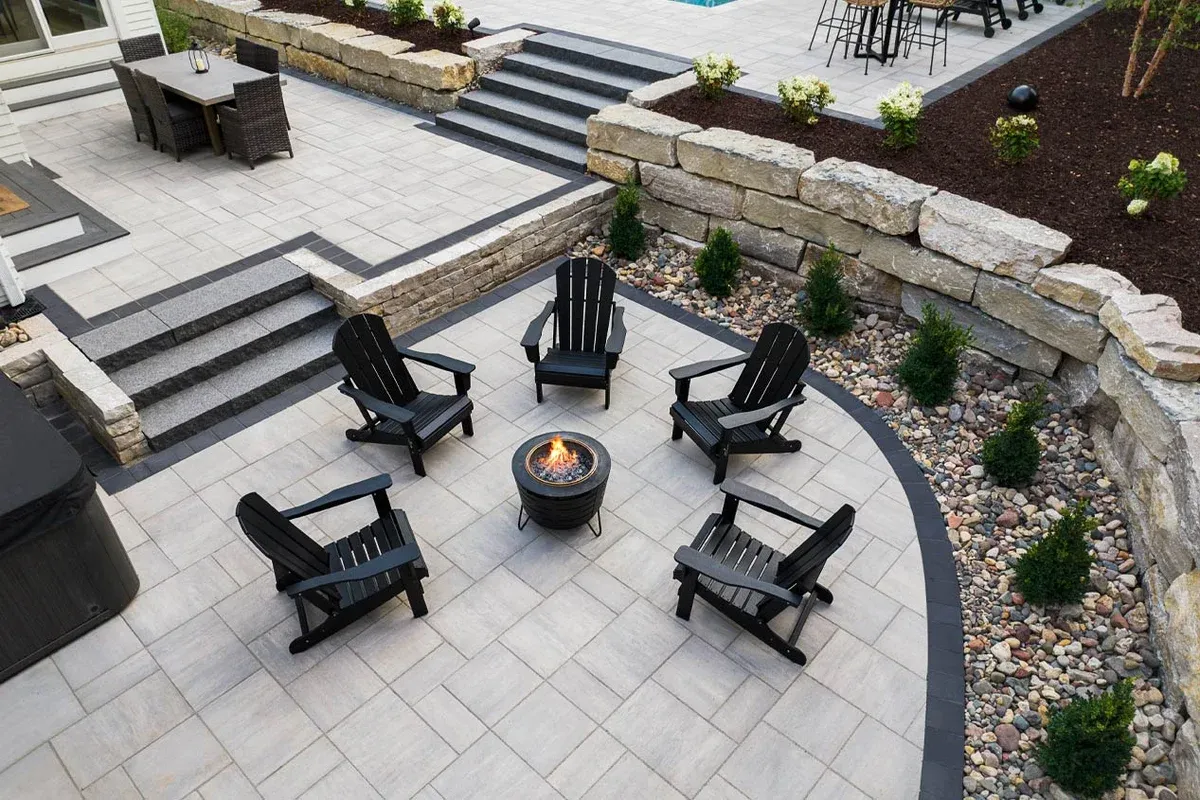 Outdoor patio with a durable coated concrete surface